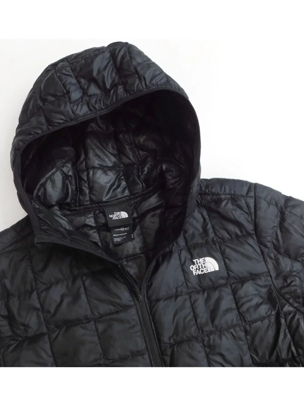 NORTH FACE Mens Medium THERMOBALL ECO Black Nano Puffer Hoodie 2.0 Zip Jacket